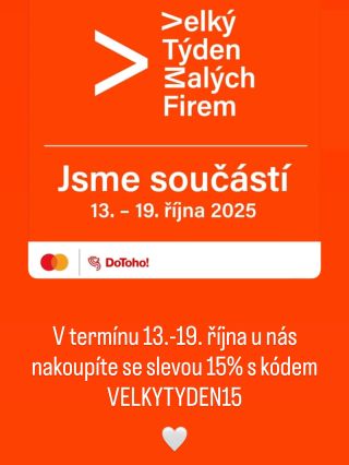 Velký týden malých firem právě začíná a my jsem samozřejmě jeho součástí. @velkytydenmalychfirem Ve dnech 13.-19.10. máme...